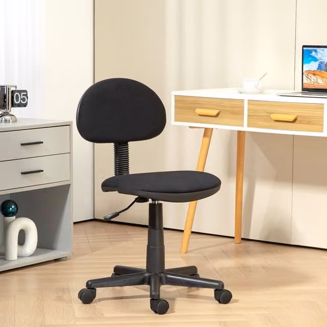 HOMCOM Black Armless Task Chair with Adjustable Height and Swivel Function for Home Office