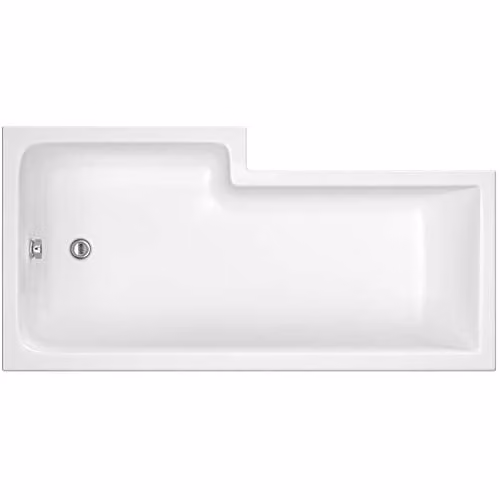 Nuie WBS1585R Modern L-Shaped Square Corner Shower Bath, Right Hand, White, W/D/H: 150 x 85 x 40 cm – 1