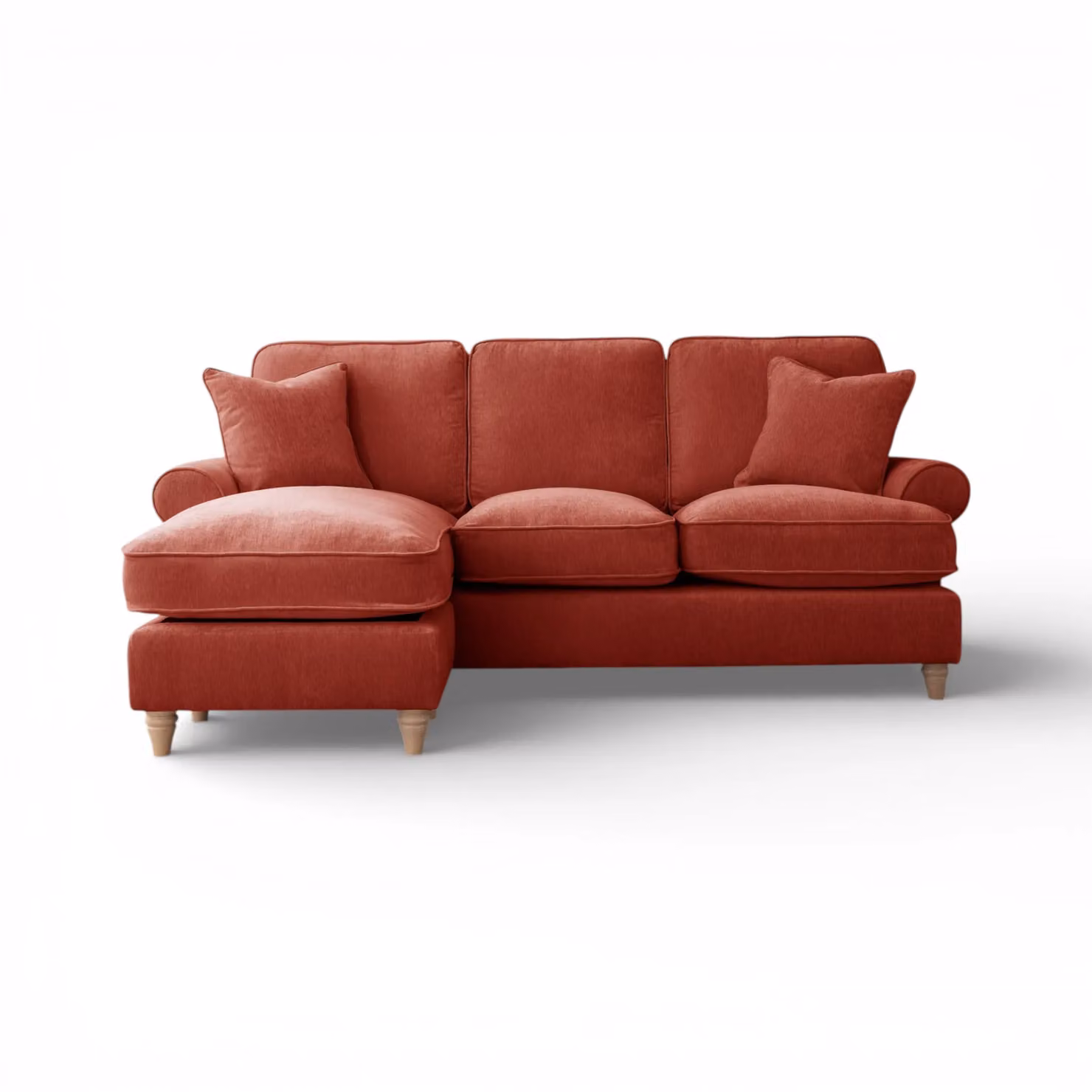 The Great Sofa Company Ezra Left Hand Velvet Chaise Sofa in Terracotta – 2