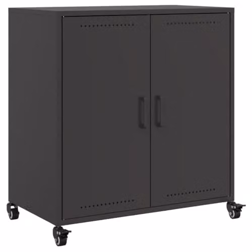vidaXL Black Matt Metal Sideboard with Castors W/D/H: 68 x 39 x 72 cm