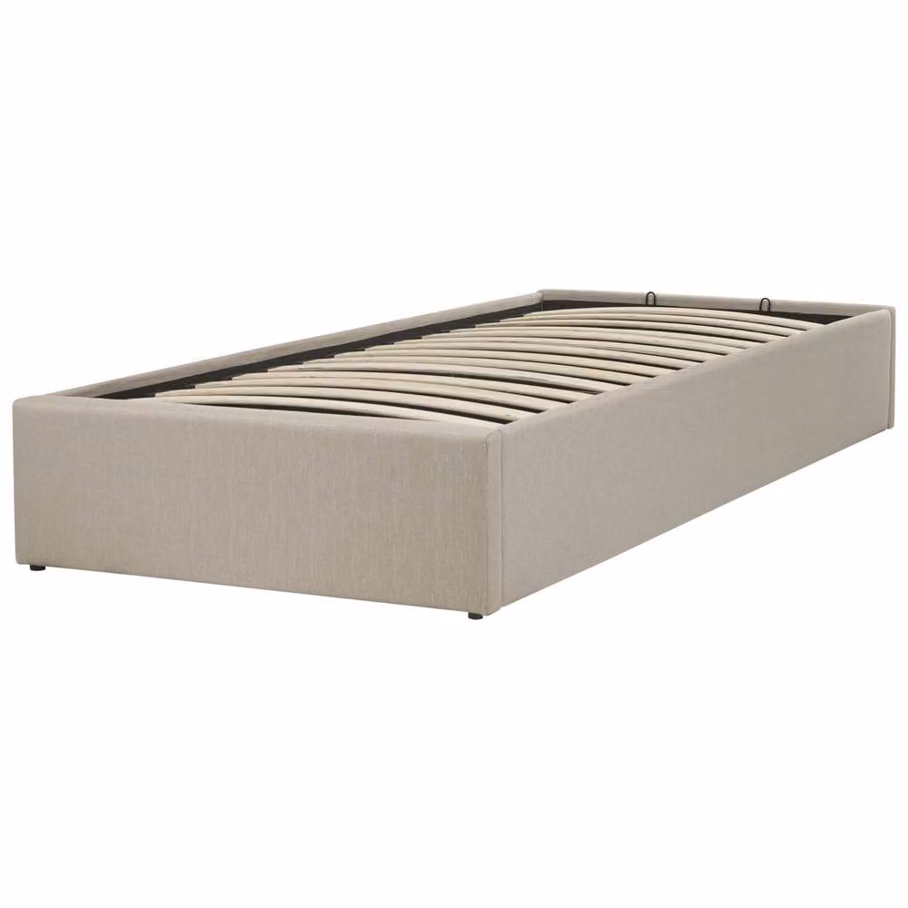 Wyld and Coco Slatted Ottoman Bed Frame, Single, Beige Fabric, W: 90 cm, D: 190 cm – 3