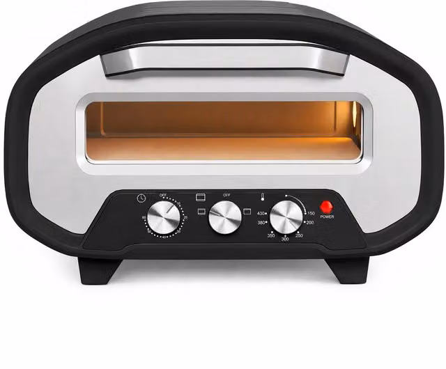 HOMCOM Electric Pizza Oven with 2200W Power, Ceramic Stone, Viewing Window and Analog Timer, Black