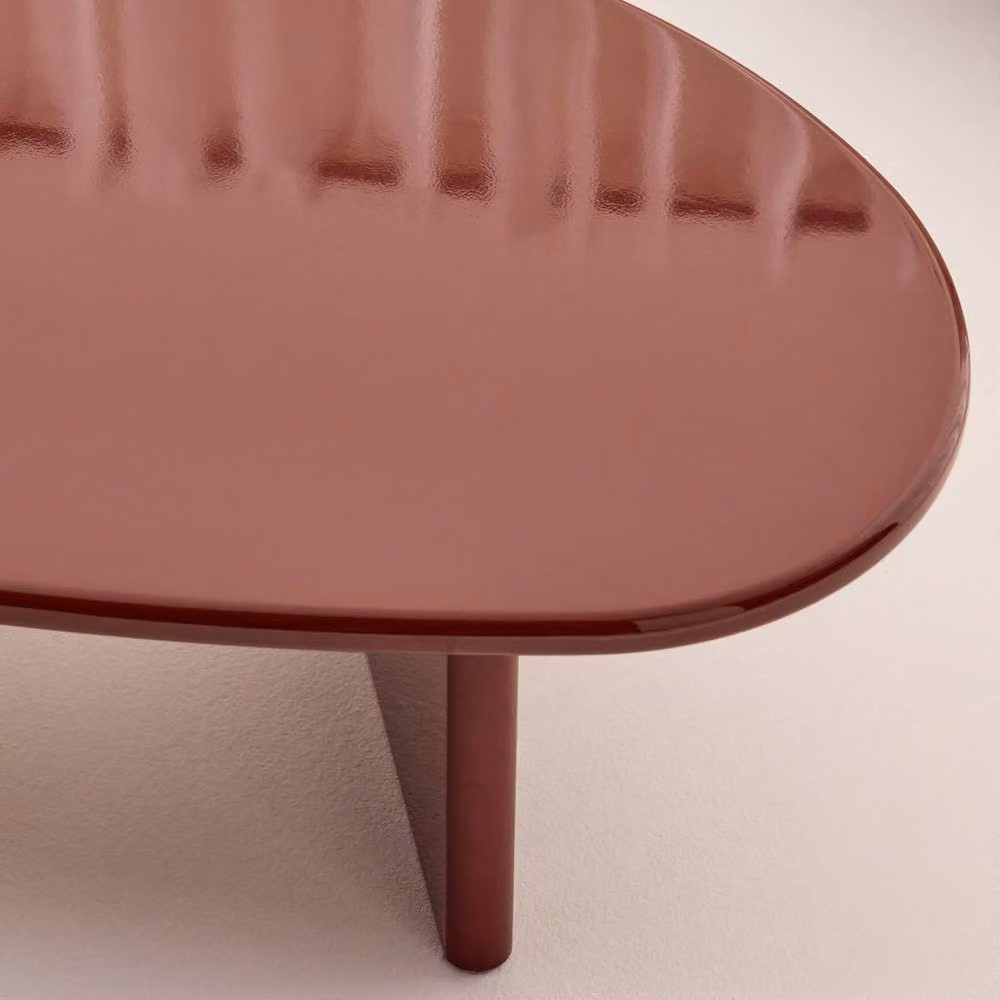 sweeek Oval Coffee Table with Glossy Finish in Red, W: 60 cm, D: 60 cm, H: 34.5 cm – 3