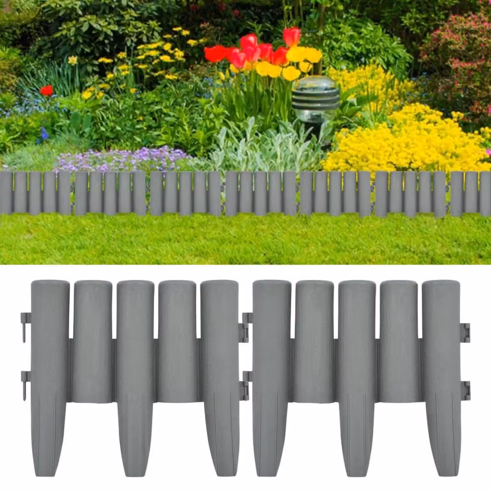 Berkfield Home Grey Plastic Lawn Edging, 36 Pieces, 10 m – 2