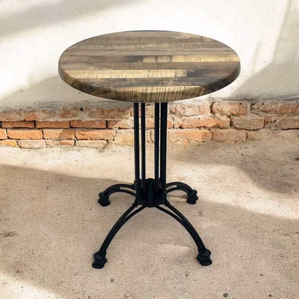 Kelvenix Vintage Bistro Table with Cast Aluminium Base in Brown – 4
