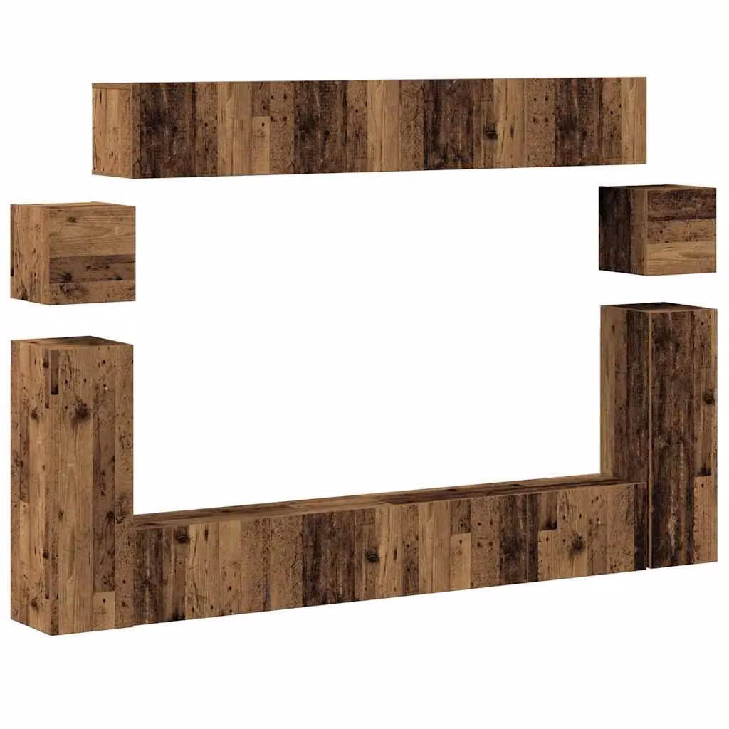 Berkfield Home 8 Piece Wall-mounted Classic TV Cabinet Set in Brown Matt Engineered Wood – 2