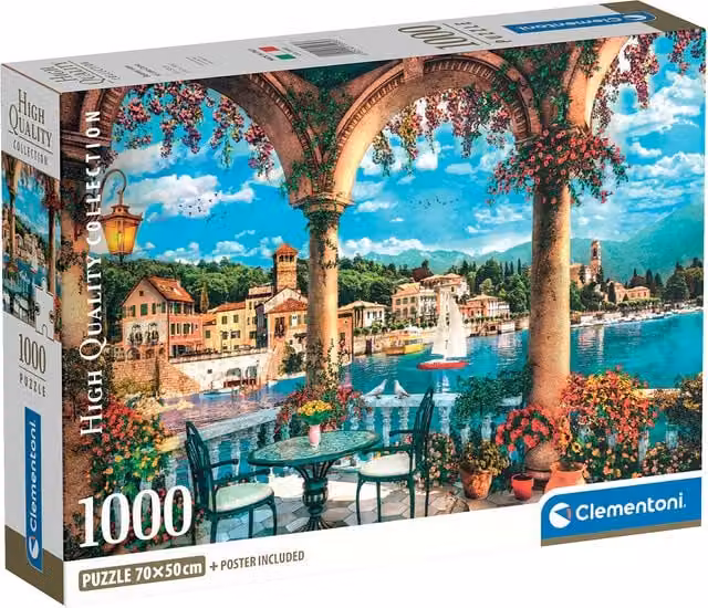 Clementoni Balcony View of Lake Como 1000 Piece Jigsaw Puzzle, Multicolour