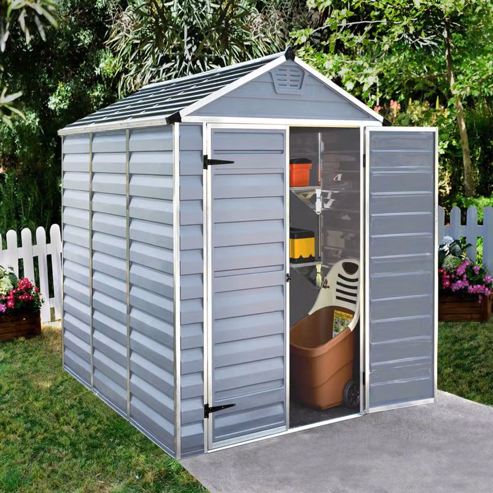 Palram Skylight Polycarbonate and Aluminium Shed in Dark Grey, L229 x W185.4 x H217 cm – 3