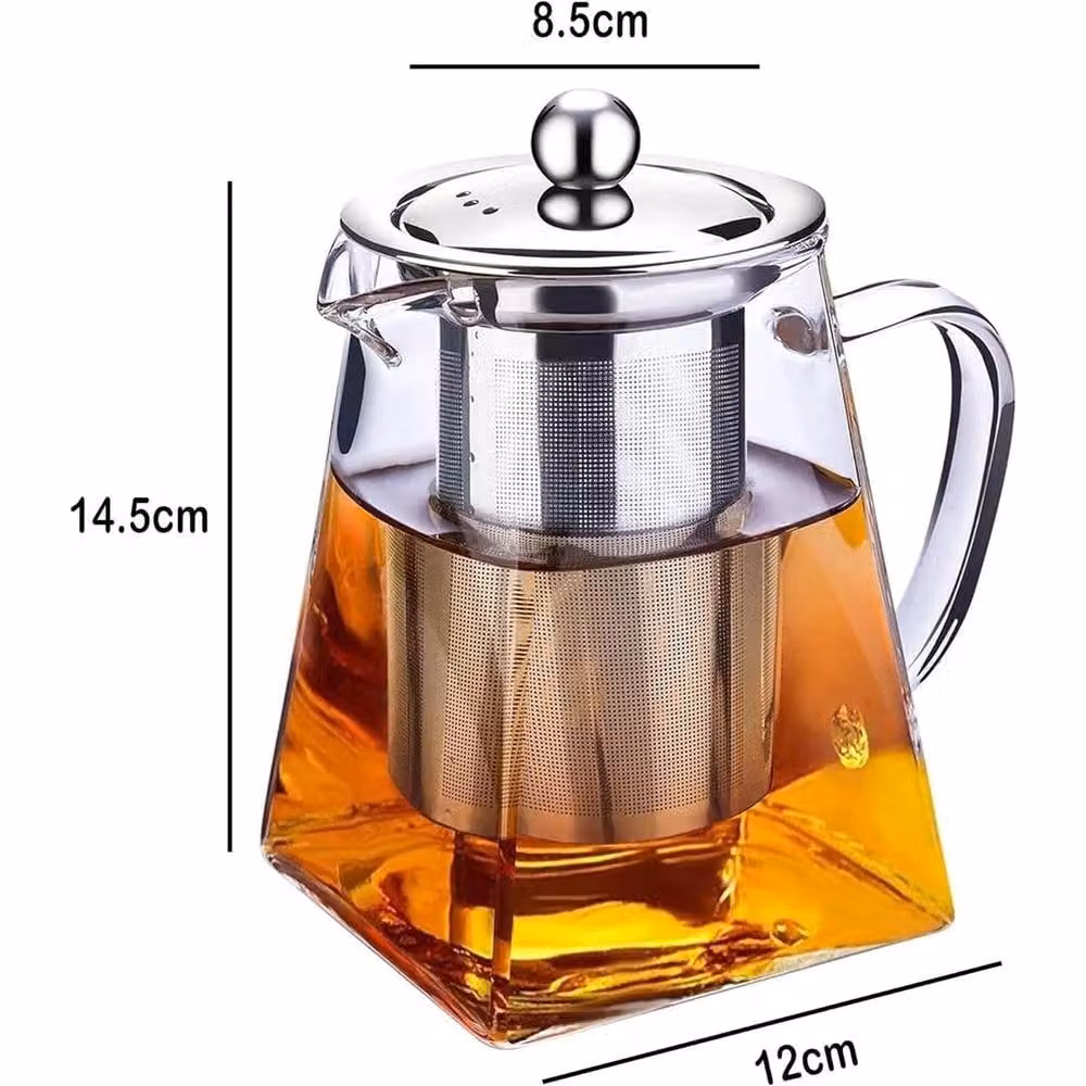 PAWNORA Heat Resistant Glass Teapot with Stainless Steel Infuser in Clear – 2