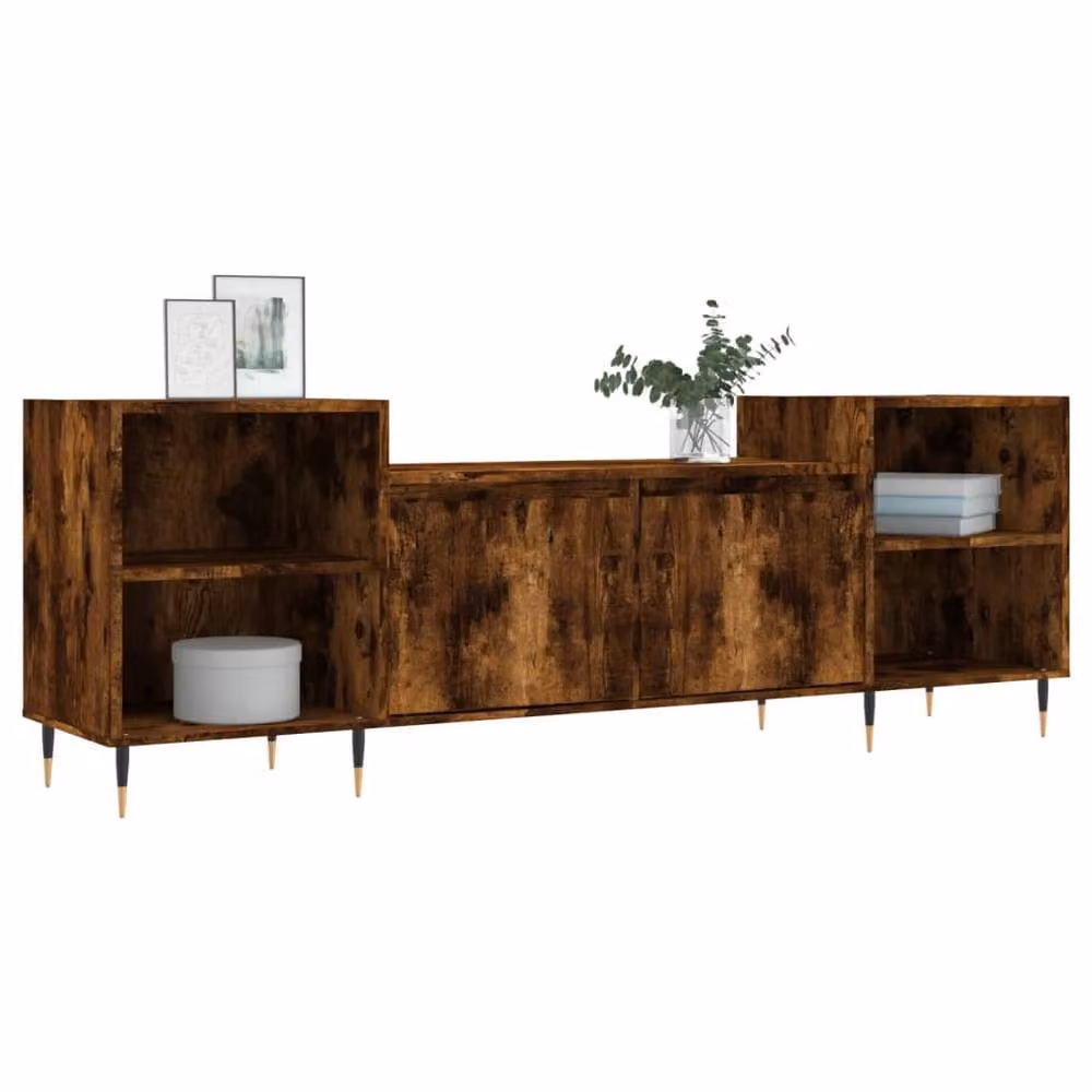 Berkfield Home Smoked Oak TV Cabinet in Brown, W/D/H: 160 x 35 x 55 cm – 3