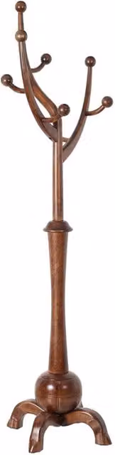 Nordara Brown Rubberwood Freestanding Wooden Coat Rack Hallway Tree with 8 Hooks, H 180 cm x W 50 cm x D 72.6 cm