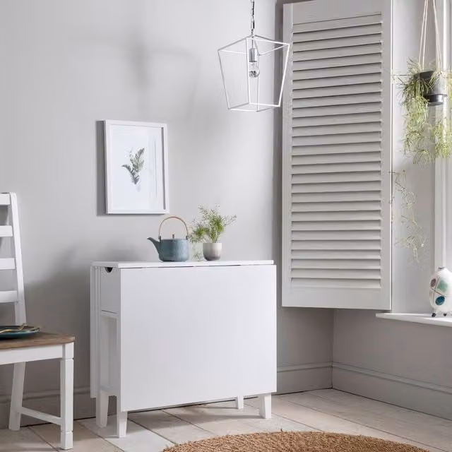 Noa and Nani Gustav Modern Drop Leaf Folding Dining Table in Grey and White