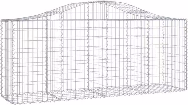 Berkfield Home Decorative Arched Gabion Baskets, 5 Piece Set, Silver Galvanised Steel, W/D/H: 200 x 50 x 80/100 cm