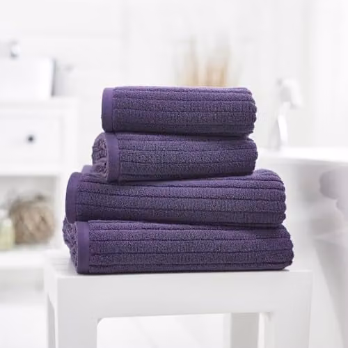 Deyongs Rialto Soft Ribbed Zero Twist 480 GSM 100% Cotton Bath Sheet in Purple