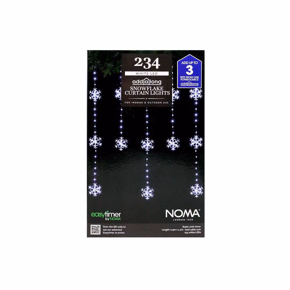 Voltico Snowflake Curtain Lights, 234 White LEDs, W/H: 1.2 x 0.9 m – 4