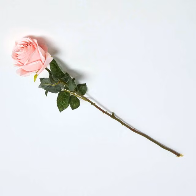 Homescapes Pink Rose Single Stem Floral Decoration, Height: 62 cm