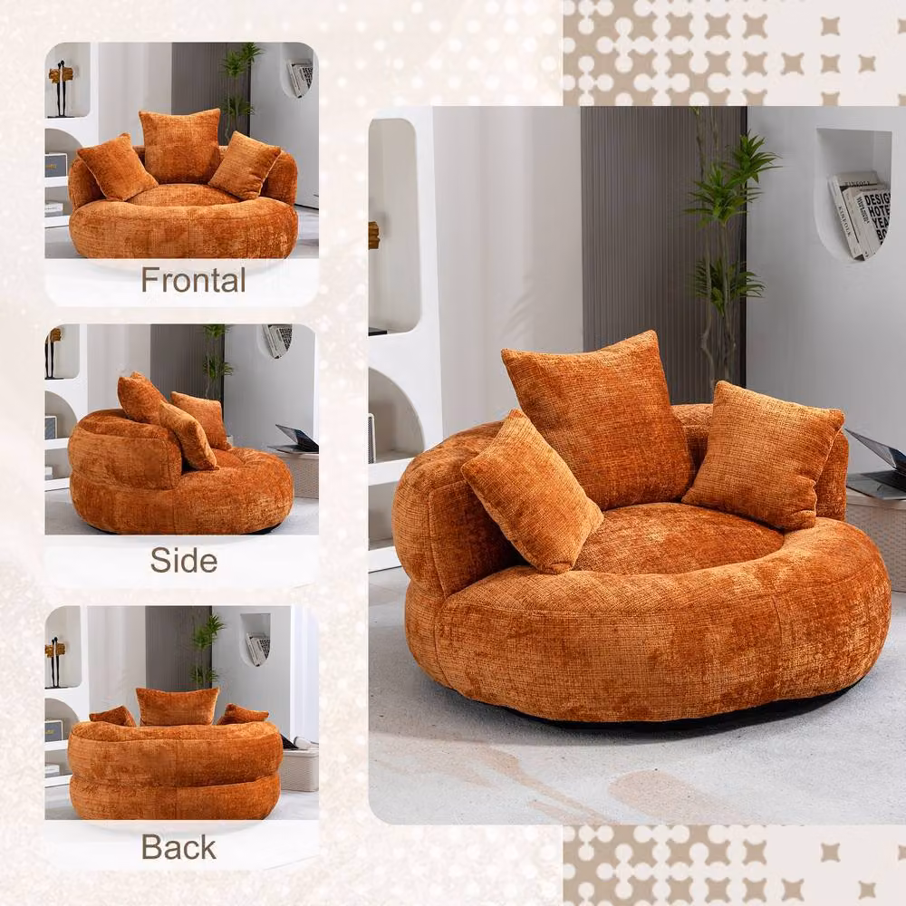 Direct Wicker Orange Chenille High Back Lazy Sofa Bean Bag Chair – 4
