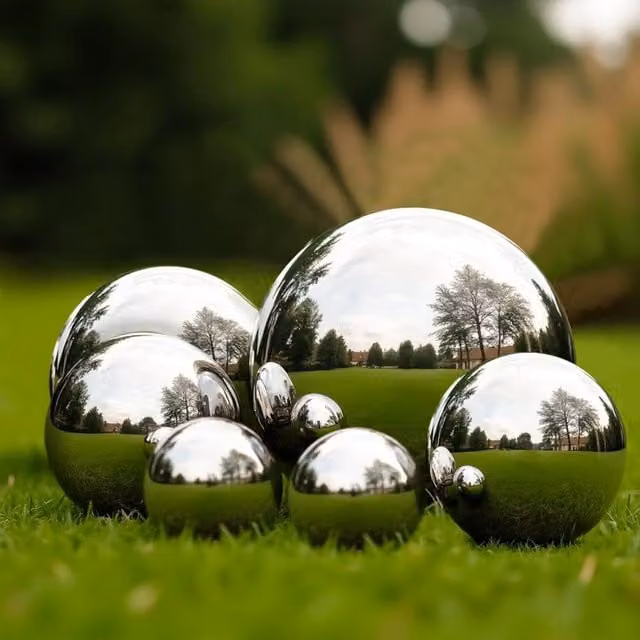 Globrite 6-Piece Stainless Steel Mirror Ball Garden Ornaments in Silver and Multicolour – 1