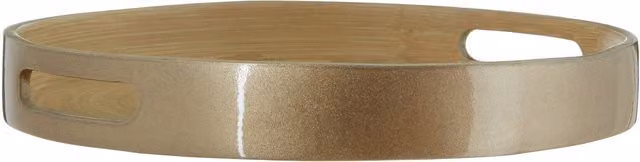 Orsina Kyoto Small Round Bamboo Serving Tray with Handles, Gold, Diameter: 30 cm – 2