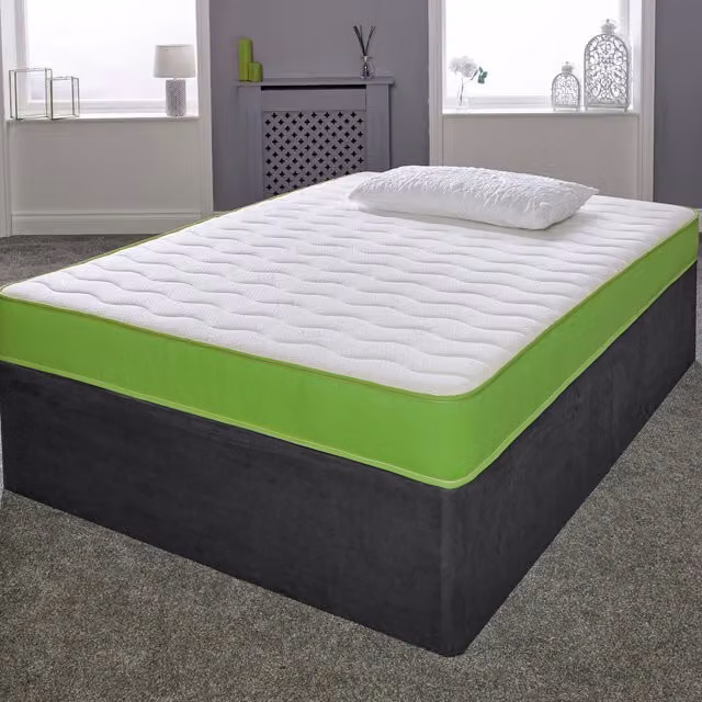 eXtreme Comfort Ltd Cooltouch Colours Wave Hybrid Memory Foam and Pinna-Coil Innerspring Mattress with Green Border, White and Light Green, W/D/H: 140 x 200 x 18 cm