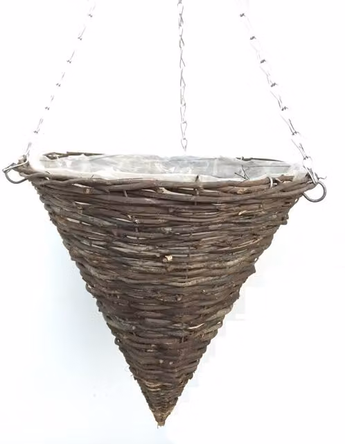 My Garden Black and Brown Rattan Round Hanging Cone Planter