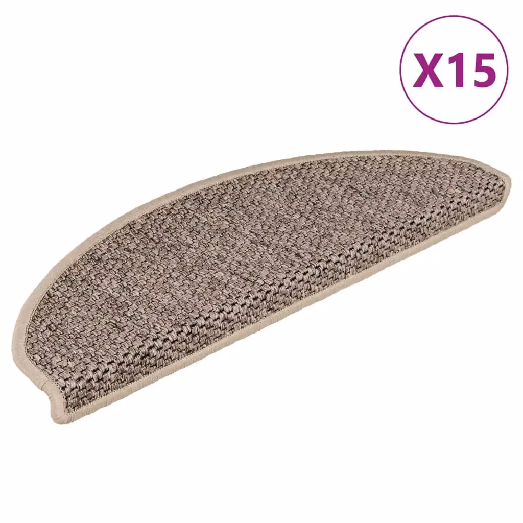 Berkfield Home Self-adhesive Sisal-Look Stair Mats, 15 Pieces, Dark Beige, W/D/H: 65 x 21 x 4 cm – 2