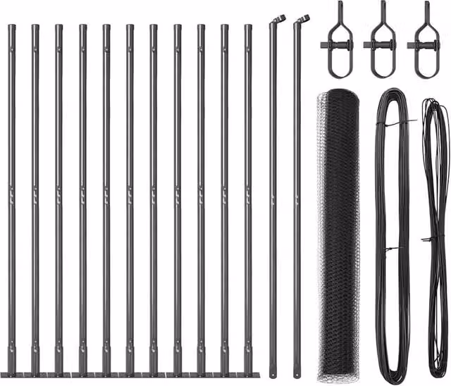 Berkfield Home Grey Powder-Coated Steel Hexagon Fence, H: 0.8 m x W: 25 m – 1