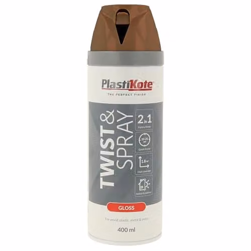 Plasti-kote Premium Gloss Spray Paint, Chestnut Brown, 400ml