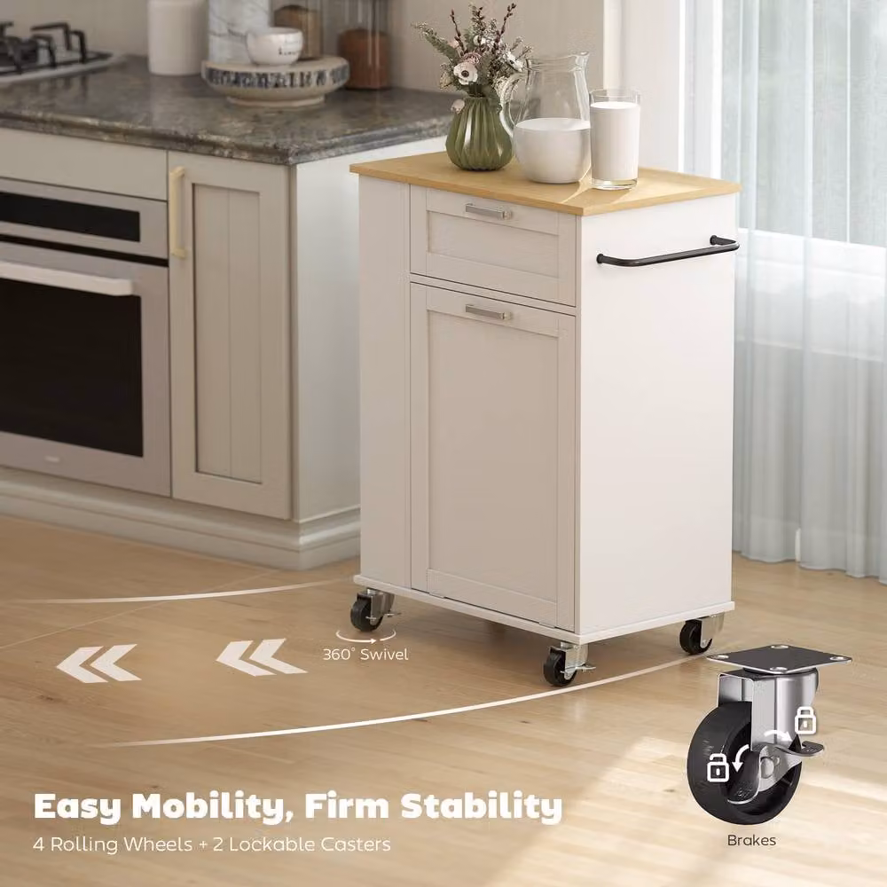 HOMCOM Modern Kitchen Storage Trolley on Wheels with 2 Drawers, White – 3