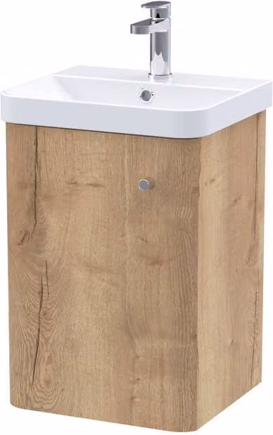 Balterley Flashbrook Wall Hung 1 Door Vanity Basin Unit, Autumn Oak Brown, Width: 40 cm – 1