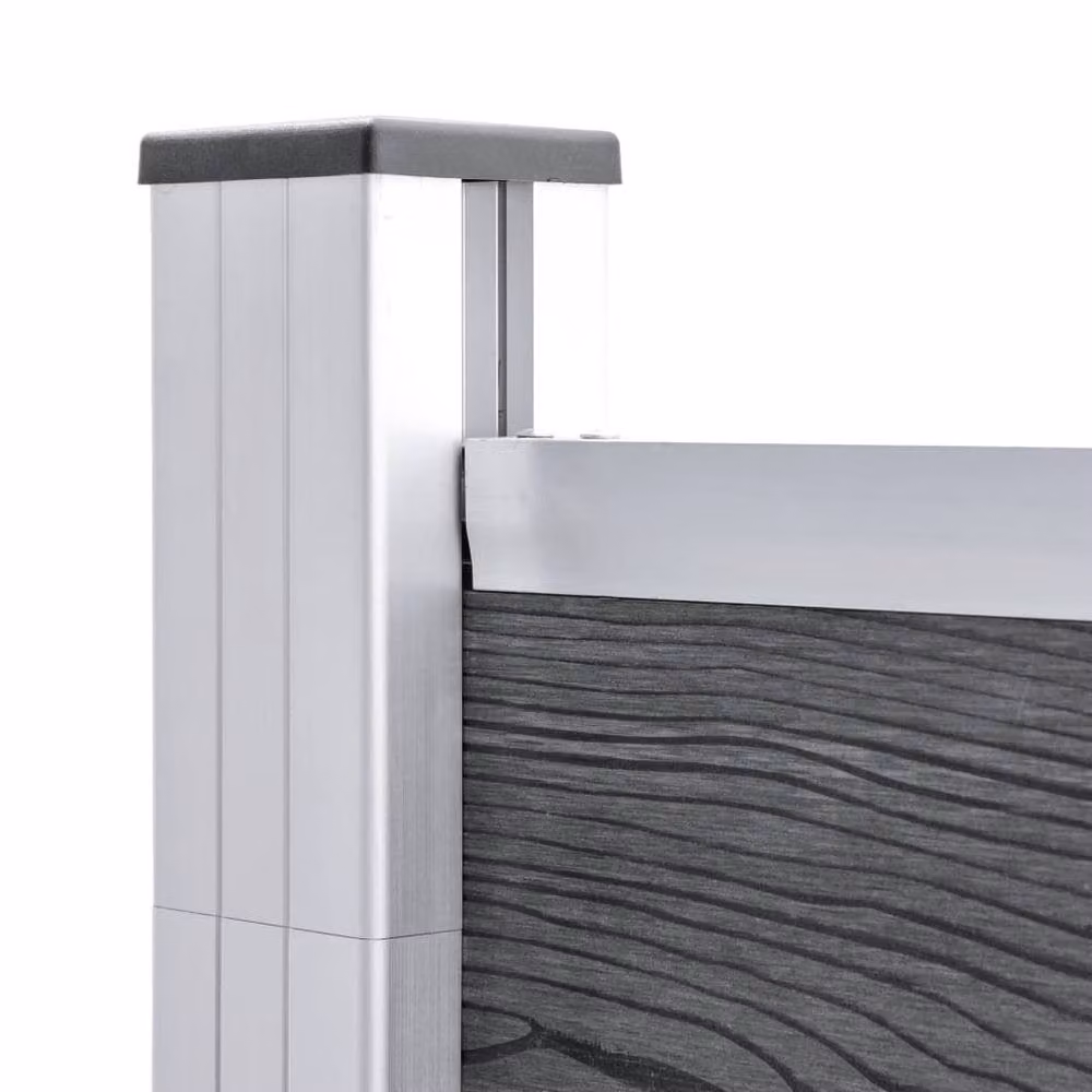 Berkfield Home WPC Fence Set in Grey, including 2 Square and 1 Slanted Panel, W: 446 cm, H: 186 cm – 6