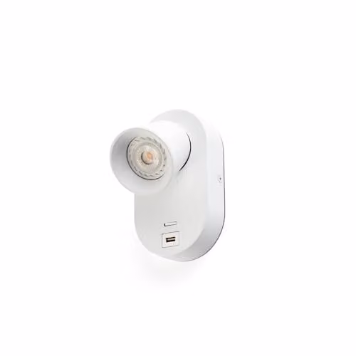Netlighting Corb White LED Wall Spotlight with GU10 Socket and USB Port – 1