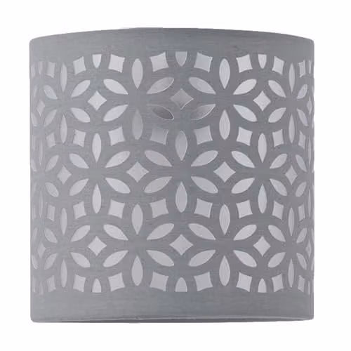 First Choice Lighting Romana Dimmable Touch Table Lamp in Brushed Chrome with Grey Laser Cut Shade – 3