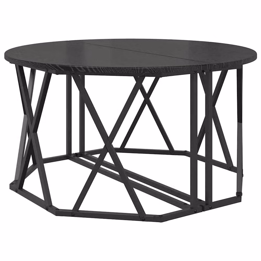 Berkfield Home Black Oak Coffee Table in Black Engineered Wood, W/D/H: 80 x 80 x 42 cm – 4