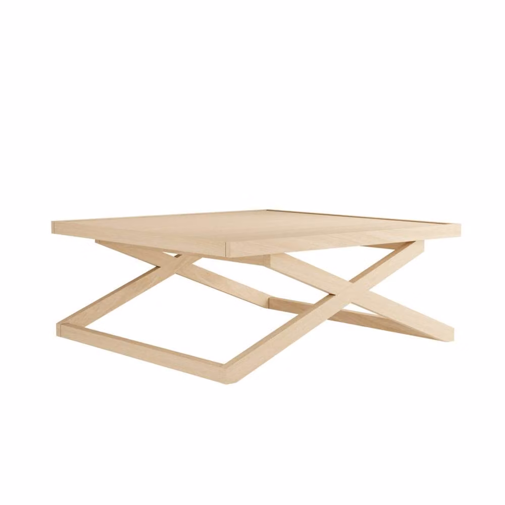 Wyld Haus Enniscorthy Large Coffee Table in Blonde Oak Veneer with X Frame, Beige – 2