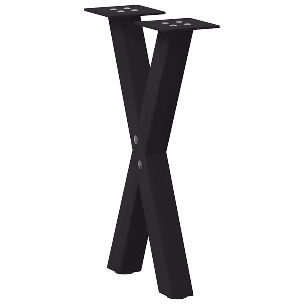 Berkfield Home X-Shaped Steel Coffee Table Legs, 2 Pieces, Black, H: 38-43 cm – 3