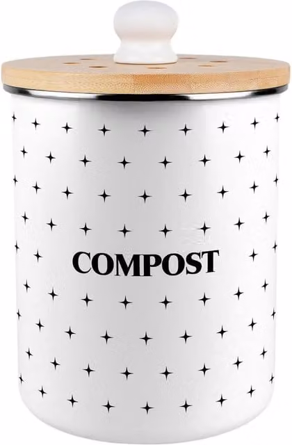 Purely Home Starburst Crosses Metal Compost Caddy 2L Kitchen Food Waste Bin in Black