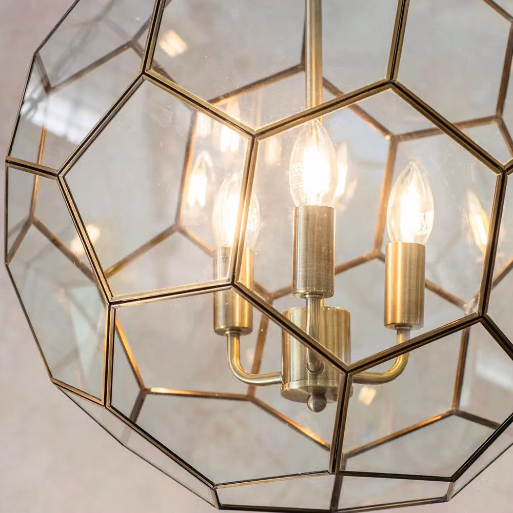 Loops 3 Bulb Modern Ceiling Pendant Light in Antique Brass and Clear Glass – 2
