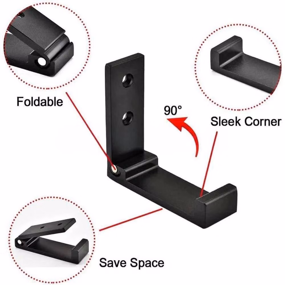 Havendro Set of 4 Matt Black Aluminium Alloy Wall Mounted Folding Hooks – 3