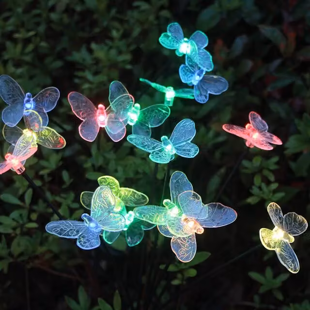 Bright Zeal Set of 4 Multicolour Solar LED Firefly Garden Lights with Flexible Stakes – 1