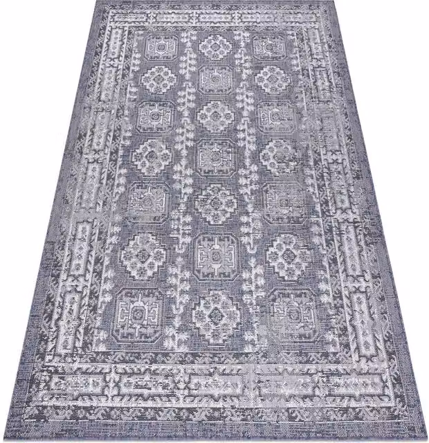 RugsX Sion Oriental Blue Flat Weave Polypropylene Rug, W: 140 cm, D: 190 cm