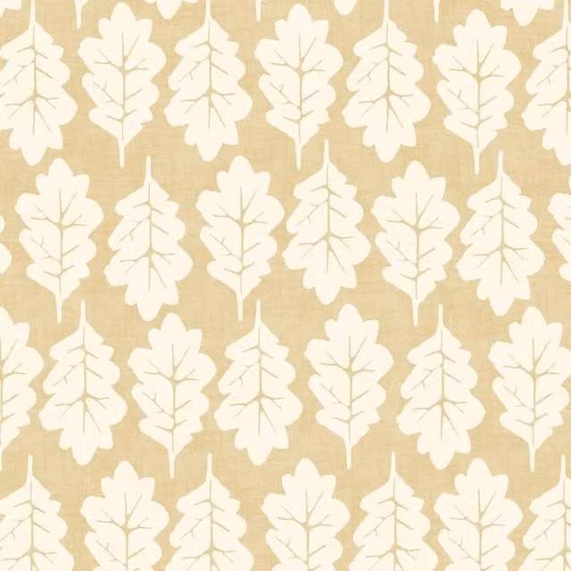 iLiv Oak Leaf Floral Cotton Fabric in Ochre Yellow