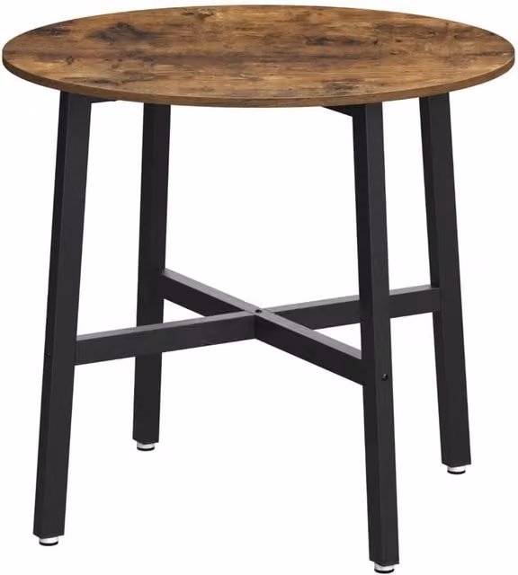 Havendro Rustic Round Wooden Dining Table in Brown