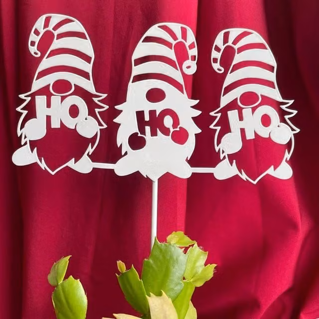 Poppyforge Ho Ho Ho Pot Pin Christmas Garden Art, White Metal, Pack of 3, H: 25 cm