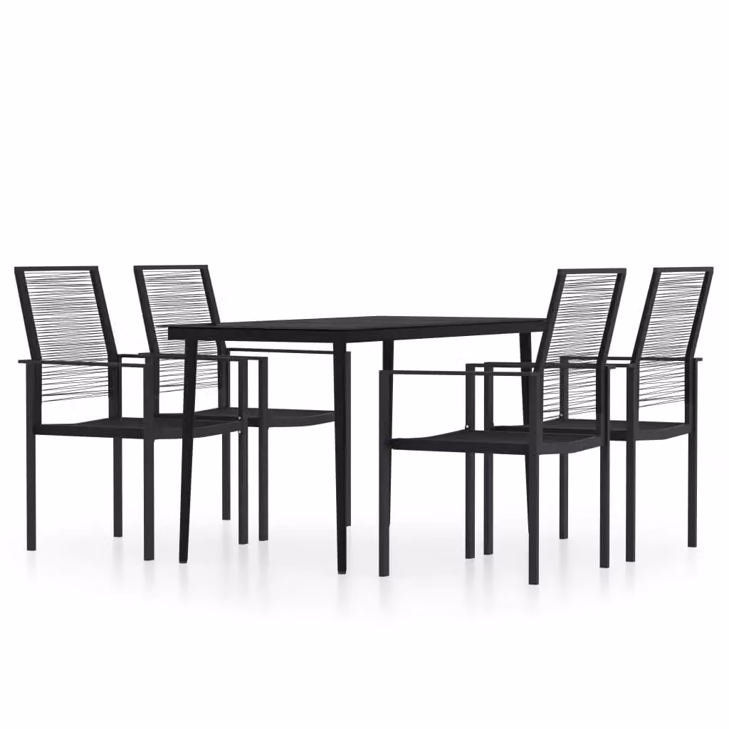 Berkfield Home 5 Piece Modern Garden Dining Set in Black with Glass Top and Powder Coated Steel Frame – 2
