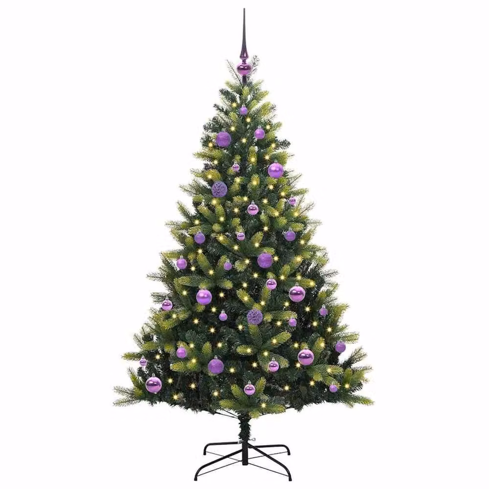 Berkfield Home Artificial Hinged Green Christmas Tree with 150 LEDs, Height: 150 cm – 3