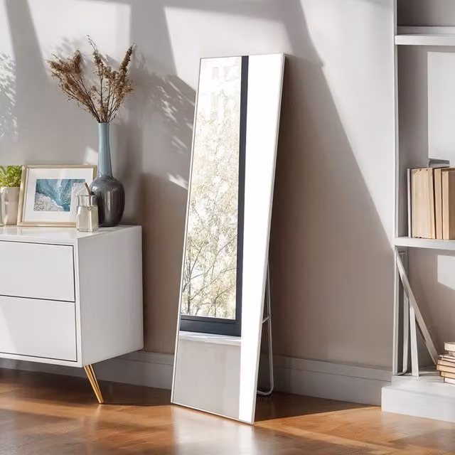 Kidkid Slim Aluminium Frame Full Length Wall Mirror in Silver and White