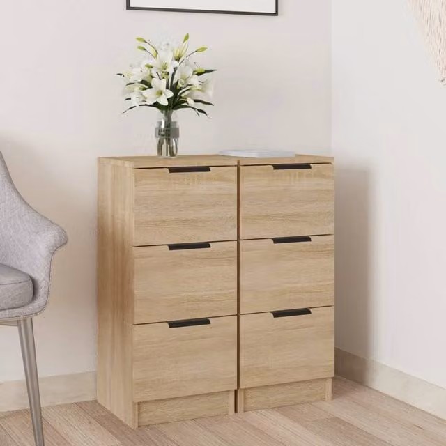 Berkfield Home Set of 2 Sideboards in Sonoma Oak, Natural, W/D/H: 30 x 30 x 70 cm – 1