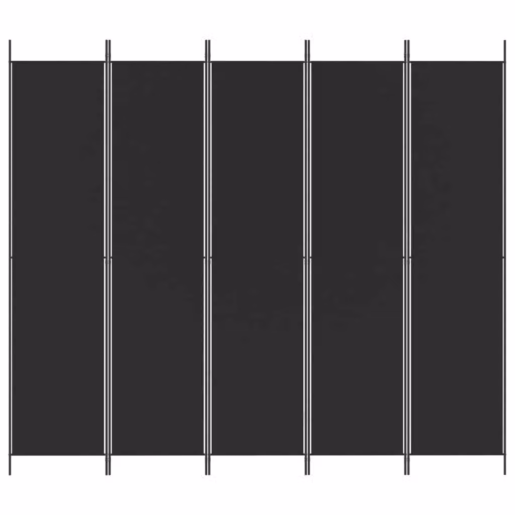 Berkfield Home 5-Panel Fabric Room Divider in Black, W/H: 250 x 220 cm – 3