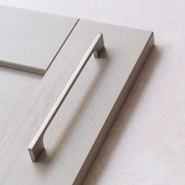 Slim Modern D-Bar Handle in Brushed Nickel Zinc Alloy, 212mm